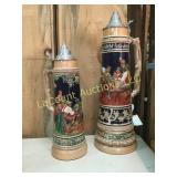2 super large steins German metal flip lids