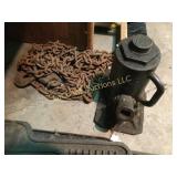 large heavy chain and bottle jack no handle