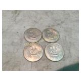 4 Virgo silver looking coins