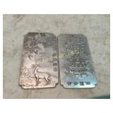 2 chineese silver detailed scene bars