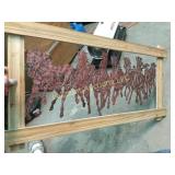 wood framed metal cut out horse wall hanging