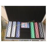 case with poker chips and cards take along