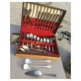 wood box flatware with serving pieces