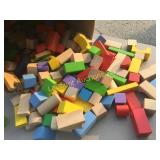 large amount colored wood wooden blocks