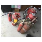 5 assorted Fire Extinguishers vintage