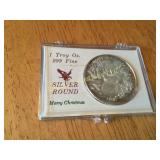 1 Tory ounce .9+99 silver coin Christmas 1987