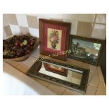 assorted framed pictures mirror decor