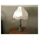 side table lamp fringed shade metal base