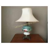 vintage glass painted table lamp