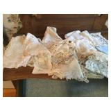 large amount assorted doillies linens type items