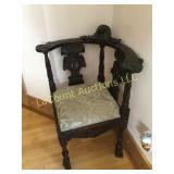 Victorian Carved 18" corner chair carved cherub