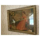 vintage woman playing piano framed print