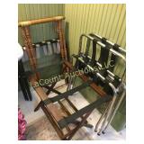 assorted luggage stand rack wood metal