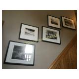 5 framed w glass pictures 2 artist signed black