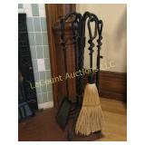 nice sturdy fireplace set poker broom shovel