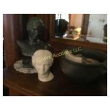 pottery bowl bust and head decor
