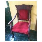 Antique side chair claw wood feet upholstered seat