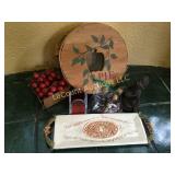 home decor cherries serving platter  squirrel fig
