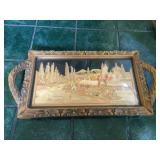 Unique tray scene made of grass blades intricate