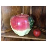 vintage apple cookie jar wood apple deco