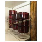 set 10 Ruby Red parfait footed dessert dishes