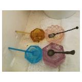 4 colored salts sterling silver spoon beautiful