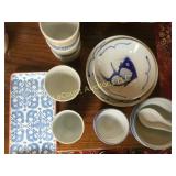 asian inspired bowls serving pieces tray