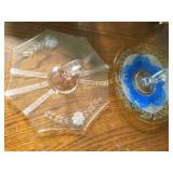 2 glass candy dessert trays beautiful
