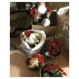 Christmas decorations Santas baskets cones