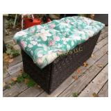 wicker bench storage seating with cushion