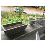 3 concrfete planters 2@28" long round 12" h