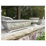 3 concrfete planters 2@28" long round 12" h