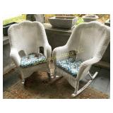 2 rocking chairs with cushions