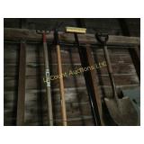 shovel, broom, and 2 small rake digging pieces