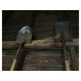 2 shovels rake and broom