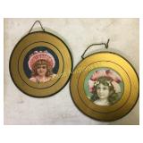 2 large antique Flu covers victorian girls