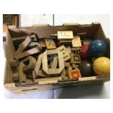 antique wood cut out letters croquet balls letters