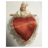 Antique Heart doll Valentine decor pin cushion