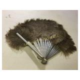 vintage feather hand fan good condition