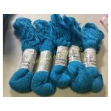 5 skeins Tahki blue yarn made in Greece