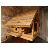 log bird feeder, 17 x 16, real wood, nice