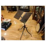 vtg. book or music stand, on wheels, 36"h