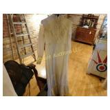 vtg dress, off white, lace top, long length