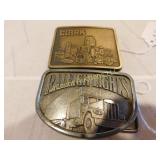 2 belt buckles, Clark USA, Raleigh lights