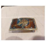 inlaid horse belt buckle