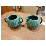 green cream / sugar set, 2.75"h