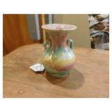 multi colored, 2 handled vase, 4"