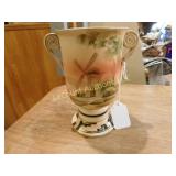 Nipon 2 handled vase, 5.5"  Windmill scene