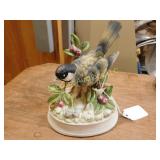 German porcelain bird music box, 6"h