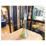 Art glass decanter, blown stopper, 17"